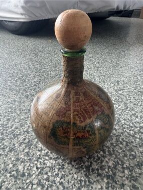 Italian Old World Globe Decanter with Wooden Stopper - Vintage